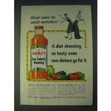 1958 Kraft Low Calorie Dressing Ad - Good news for waist-Watchers!
