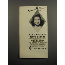 1951 The Plaza Hotel Ad - The new Persian Room Mary McCarty Mata & Hari