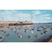 The Mailboat Dun Laoghaire Harbour Ship Irish 1960s Postcard