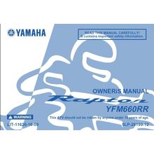 YAMAHA YFM660RR RAPTOR OWNERS MANUAL 2002 ALL TERRAIN VEHICLE 186 PAGES ENGLISH