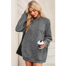 Gray Mineral Wash Kangaroo Pocket Drawstring Pullover Hoodie