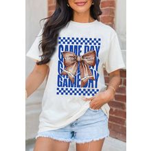 White Rugby Bowknot GAME DAY Graphic Tee