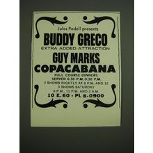 1971 Copacabana Club Advertisement - Jules Podell presents Buddy Greco