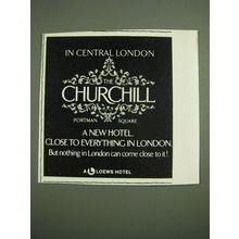 1971 Loews hotel The Churchill Advertisement - In Central London