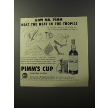 1953 Pimm's Cup Ad - How Mr. Pimm beat the heat in the tropics