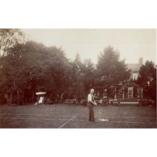 Tennis Court Lines Painter Antique Real Photo Postcard