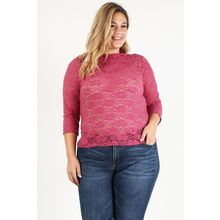 Plus Size Sheer Lace Fitted Top