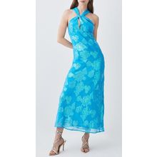 KAREN MILLEN Limited Edition Metallic Iridescent Halter Column Midi Dress BNWT