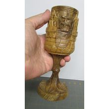 "The Last Supper" hand carved olive wood cup from the holy land of Jerusalem 8"