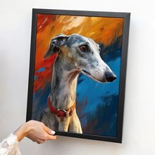 Lurcher Dog Wall Art Oil Style Dog Portrait Cute Greyhound Print Dog Gift Poster