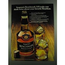 1972 Seagram's Benchmark Bourbon Ad - Think Twice