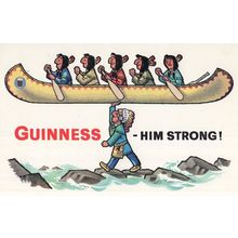 Guinness War Canoe Ship Red Indian Dublin Irisih Advertising Postcard