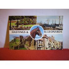 multiview, HASTINGS & ST. LEONARDS, SUSSEX. used vintage postcard 1970 pm =