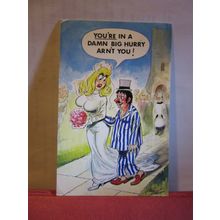 SAUCY SEASIDE POSTCARD 1970s pm BAMFORTH & CO. no 356 black triangle wedding #