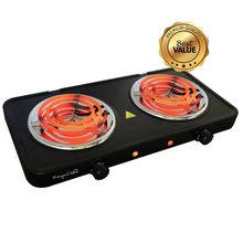 MegaChef Electric Easily Portable Ultra Lightweight Dual Coil Burner Cooktop ...