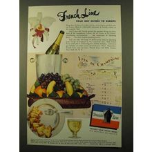 1951 French Line Cruise Ad - Gay Entr_e to Europe