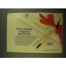 1987 Cross Fountain Pen Ad - Some Holiday Traditions Last Forever