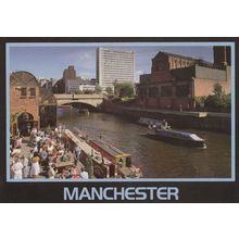 Waterside Pub Drinkers at River Irwell Manchester Postcard