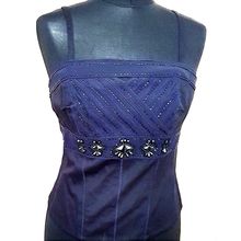 M&S Limited Blue Embellished Beaded Top 12 UK