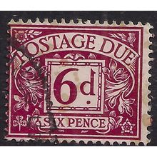 GB 1968 - 69 QE2 6d Purple Postage Due used No Wmk SG D73 ( F220 )
