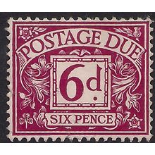 GB 1968 - 69 QE2 6d Purple Postage Due used No Wmk SG D73 ( F1153 )