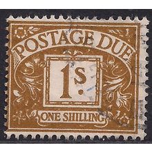 GB 1960 QE2 1/-d Ochre Postage Due Used SG D64 Wmk 179 ( D1172 )