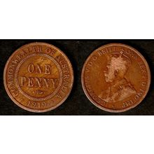 Australia One Penny 1919 Used Coin 1d Geo V