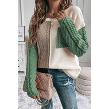 Vineyard Green Colorblock Patched Pocket Drop Shoulder Sweater