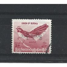 Burma.O197 2p White-browed Fantail (Red).Fine Used.Jul25a