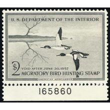 RW23, Mint VF NH $2 Duck Stamp With PL# - Stuart Katz