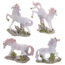 Small Unicorn on Rocks Miniature Figurine Ornament Purple Pink - 4 Designs