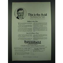 1919 Pepsodent Tooth paste Ad - This is the Acid