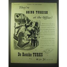 1940 De Reske Turks Cigarettes Ad - Cartoon by Anton (Antonia Yeoman)
