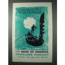 1958 Bank of America Travelers Cheques Ad - Venice