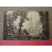 SALISBURY CATHEDRAL by Constable used antique postcard F.Frith & Co 1920 pm =