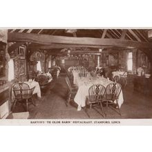 Bartons Ye Olde Barn Restaurant Stamford Lincs Old Real Photo Postcard