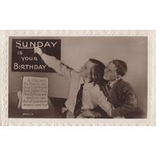 Sunday Is Your Birthday Son Blackboard Real Photo Greetings Postcard