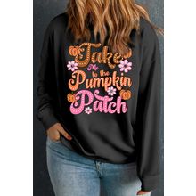 Black Take Me To The Pumpkin Patch Printed Plus Size Sweatshirt