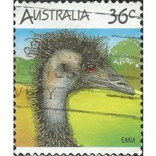 AUSTRALIA, BIRDS, Emu, Dromaius novaehollandiae, green 1986, 36c, #3