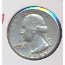 1963-P Washington 90% Silver Quarter, Ungraded, Good Shape