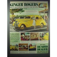 1939 DeSoto Cars Ad - Ginger Rogers