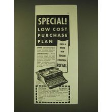 1936 Royal Typewriter Ad - Special low cost purchase plan