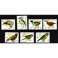NICARAGUA 1990 BIRDS SET 7 VALS FINE USED