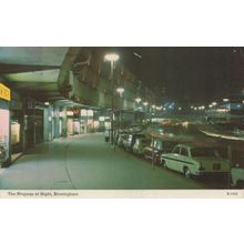 Birmingham Ringway At Night Classic Cars 1960s Postcard