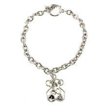 T-Bear Charm w/ Crystals Bracelet - Rhodium Plating - Clear - BR-0454CL