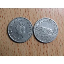 India 1946 1/4 Rupee Coin