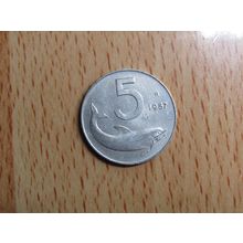 Italy 1987 5 Lire Coin