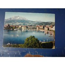 postcard vintage lucerne and mount pilatus switzerland