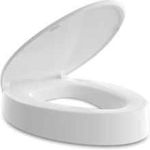 ELONGATED Toilet Seat Risers for Seniors, Slow Close, Elevated Toilet Seat, Heav