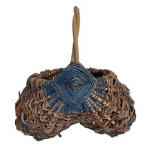 Vintage Buttocks Basket Egg Gathering Hand Woven Primitive Butt Gods Eye LG 16"